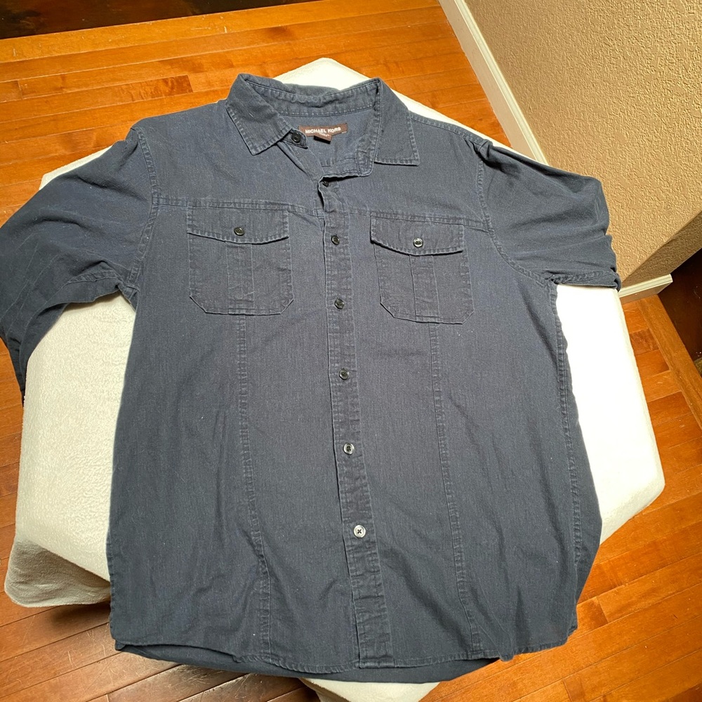 Michael Kors dark blue button down long sleeve